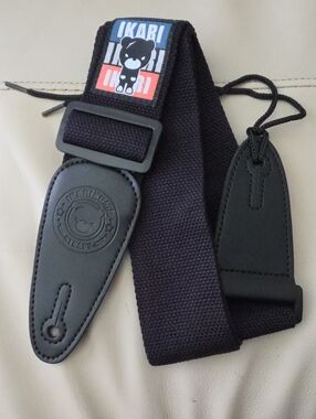 Guitar Strap with Ikarikuma Ikari Angry Little Black Bear Logo NEW!